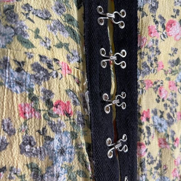 Topshop Yellow Floral Hook Closure Mini Dress || SZ 4 - Picture 14 of 16